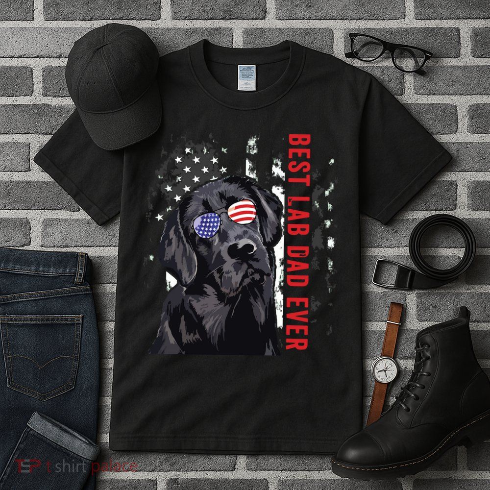 Best Lab Dad Ever Labrador Dog American Flag Fathers Day Tall T-Shirt