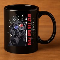 Best Lab Dad Ever Labrador Dog American Flag Fathers Day 11oz C Handle Ceramic Mug