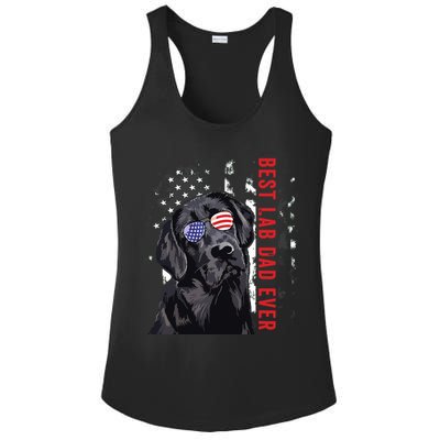 Best Lab Dad Ever Labrador Dog American Flag Fathers Day Ladies PosiCharge Competitor Racerback Tank