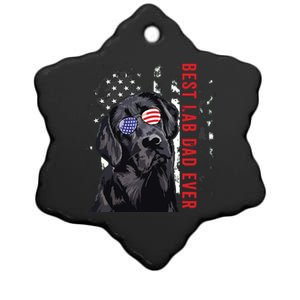 Best Lab Dad Ever Labrador Dog American Flag Fathers Day Ceramic Star Ornament