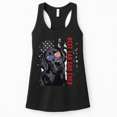 Best Lab Dad Ever Labrador Dog American Flag Fathers Day Womens Tank Top