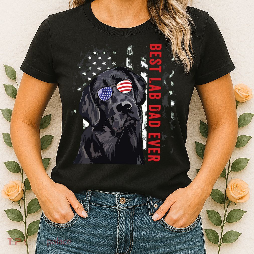 Best Lab Dad Ever Labrador Dog American Flag Fathers Day Womens T-Shirt