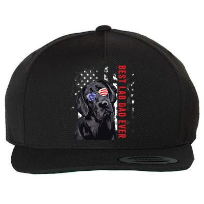 Best Lab Dad Ever Labrador Dog American Flag Fathers Day Wool Snapback Cap