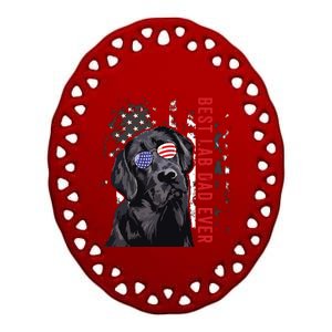 Best Lab Dad Ever Labrador Dog American Flag Fathers Day Ceramic Oval Ornament