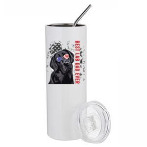 Best Lab Dad Ever Labrador Dog American Flag Fathers Day Stainless Steel Tumbler