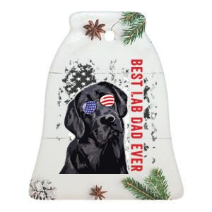 Best Lab Dad Ever Labrador Dog American Flag Fathers Day Ceramic Bell Ornament