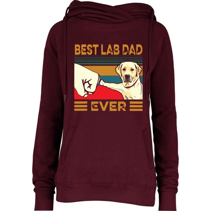 Best Lab Dad Ever Retro Vintage Womens Funnel Neck Pullover Hood