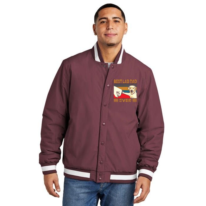 Best Lab Dad Ever Retro Vintage Insulated Varsity Jacket