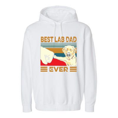 Best Lab Dad Ever Retro Vintage Garment-Dyed Fleece Hoodie