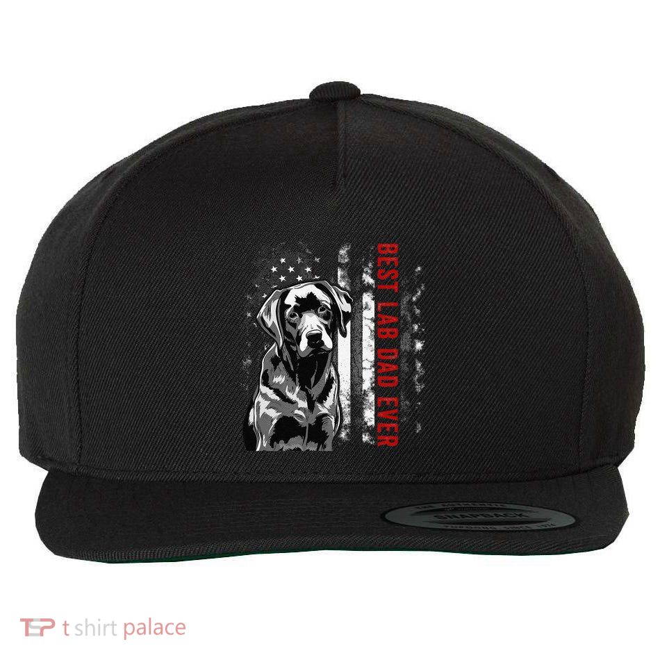 Best Lab Dad Ever American Flag Labrador Dog Dad Wool Snapback Cap