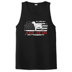 Black Lab Dad Distressed American Flag Patriotic Dog PosiCharge Competitor Tank