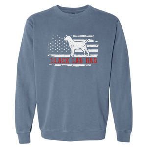 Black Lab Dad Distressed American Flag Patriotic Dog Garment-Dyed Sweatshirt