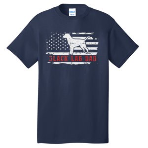 Black Lab Dad Distressed American Flag Patriotic Dog Tall T-Shirt