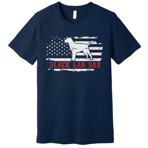 Black Lab Dad Distressed American Flag Patriotic Dog Premium T-Shirt