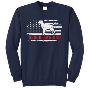 Black Lab Dad Distressed American Flag Patriotic Dog Tall Sweatshirt