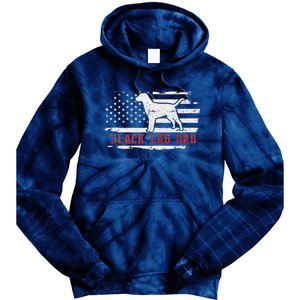 Black Lab Dad Distressed American Flag Patriotic Dog Tie Dye Hoodie