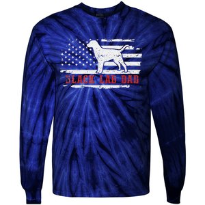 Black Lab Dad Distressed American Flag Patriotic Dog Tie-Dye Long Sleeve Shirt