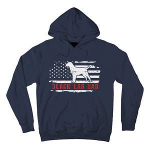 Black Lab Dad Distressed American Flag Patriotic Dog Tall Hoodie