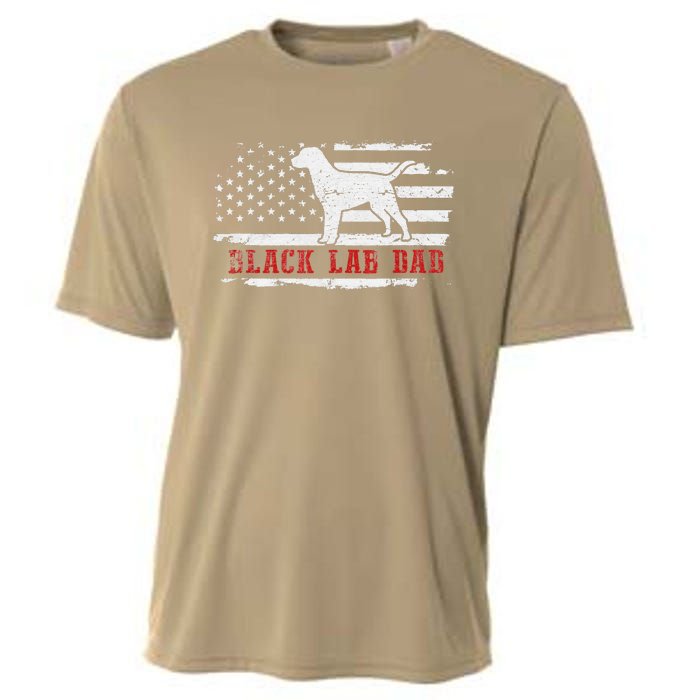 Black Lab Dad Distressed American Flag Patriotic Dog Cooling Performance Crew T-Shirt