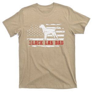 Black Lab Dad Distressed American Flag Patriotic Dog T-Shirt