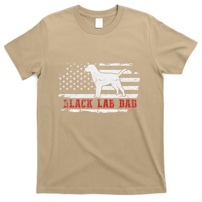 Black Lab Dad Distressed American Flag Patriotic Dog T-Shirt