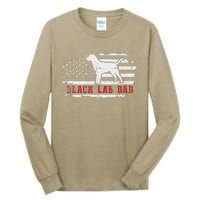 Black Lab Dad Distressed American Flag Patriotic Dog Tall Long Sleeve T-Shirt