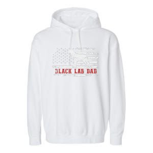 Black Lab Dad Distressed American Flag Patriotic Dog Garment-Dyed Fleece Hoodie