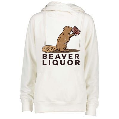 Beaver Liquor Drinking Womens Funnel Neck Pullover Hood