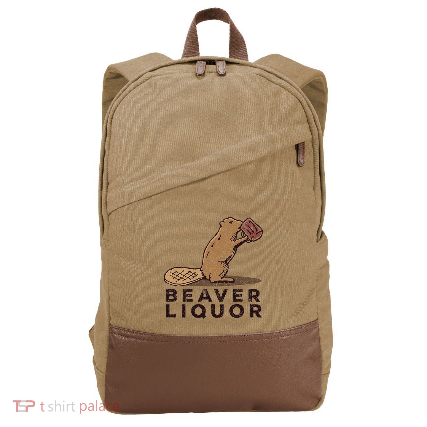 Beaver Liquor Drinking Cotton Canvas Backpack