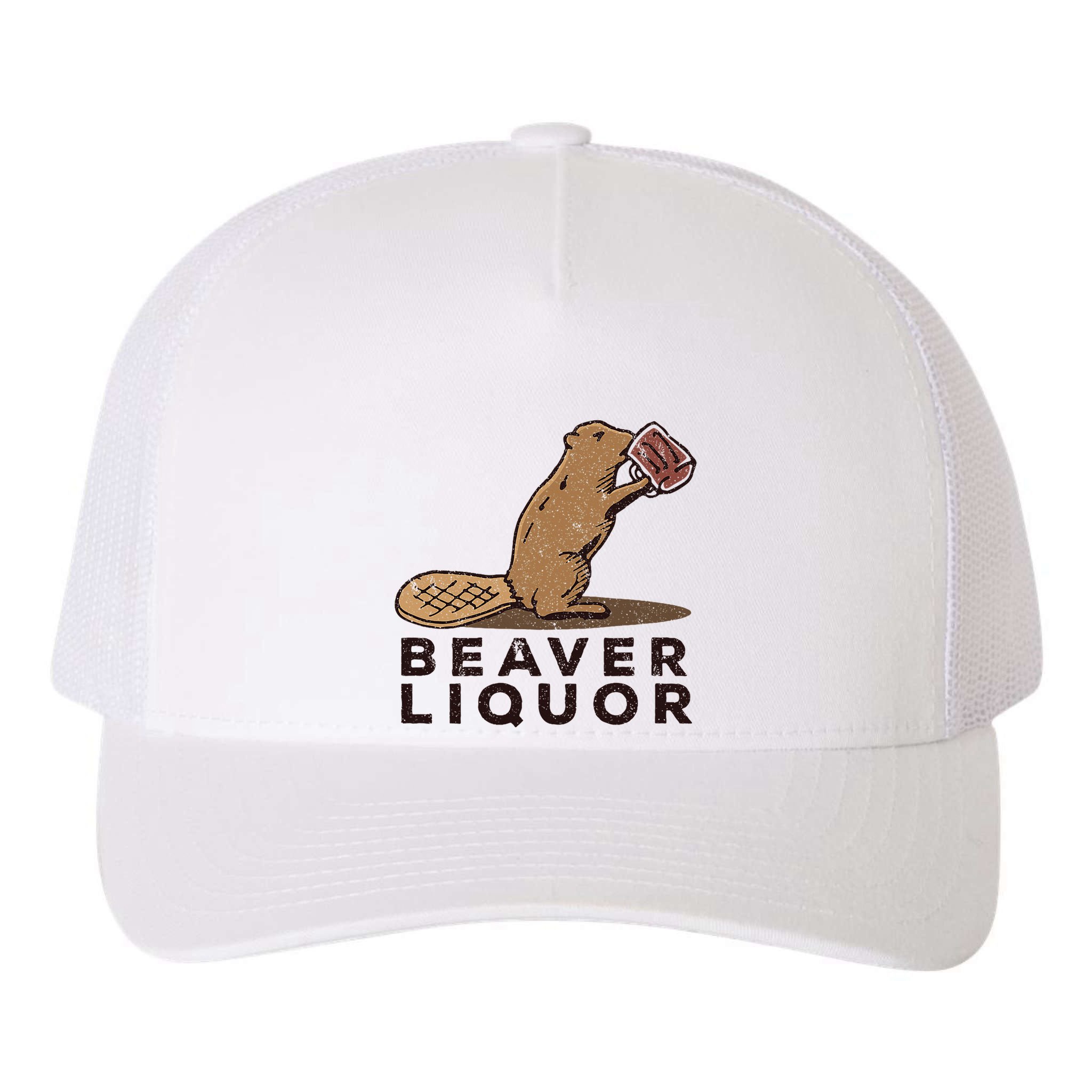 Beaver Liquor Drinking Yupoong Adult 5-Panel Trucker Hat
