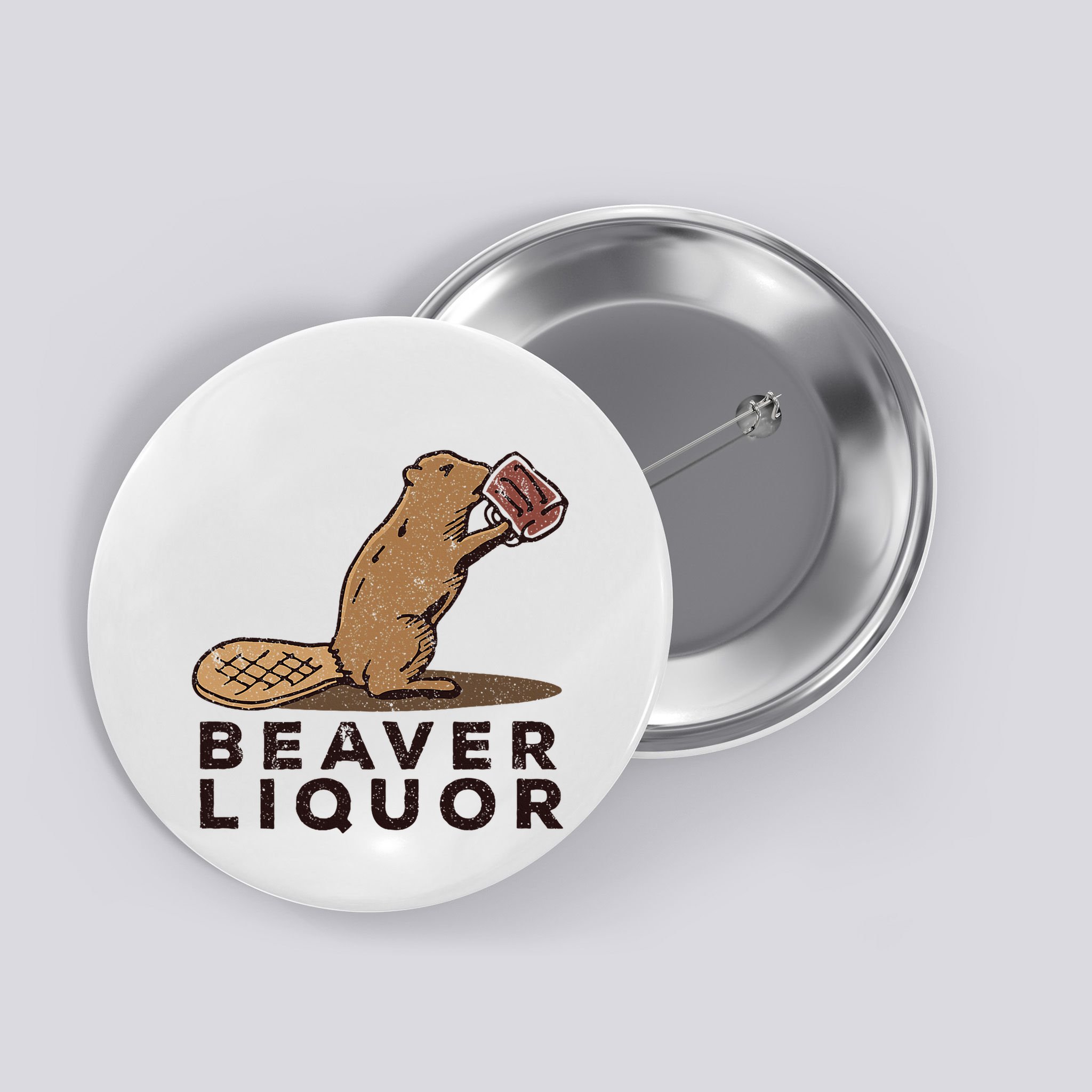 Beaver Liquor Drinking Button