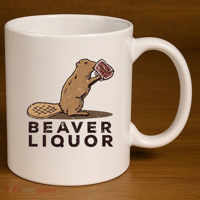 Beaver Liquor Drinking 11oz C Handle Ceramic Mug
