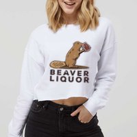 Beaver Liquor Drinking Cropped Pullover Crew