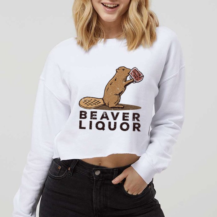 Beaver Liquor Drinking Cropped Pullover Crew