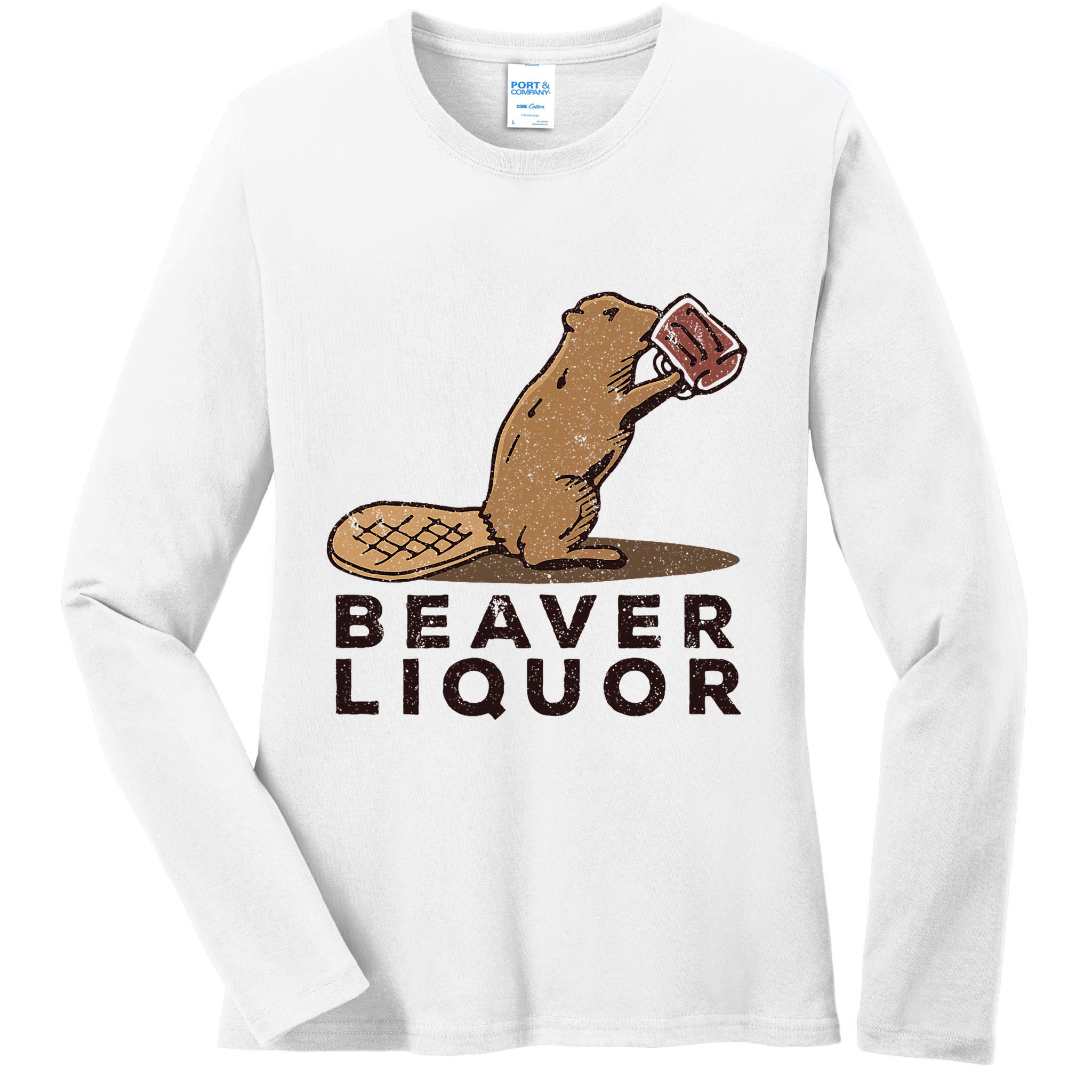 Beaver Liquor Drinking Ladies Long Sleeve Shirt