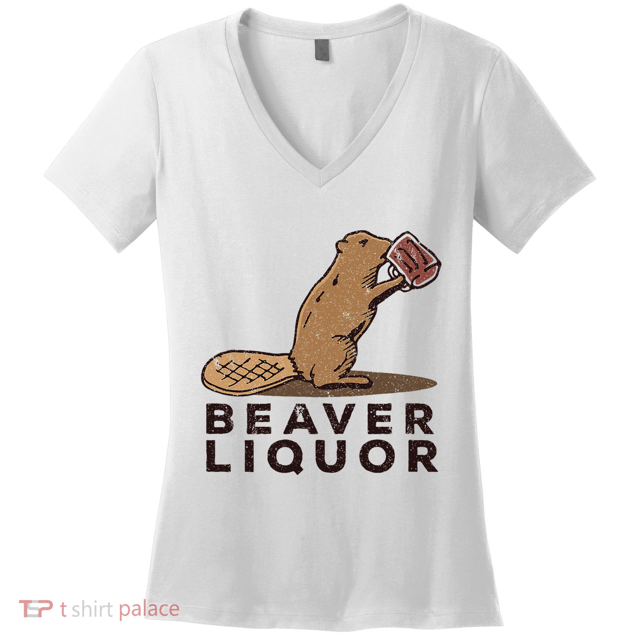 Beaver Liquor Drinking Women's V-Neck T-Shirt
