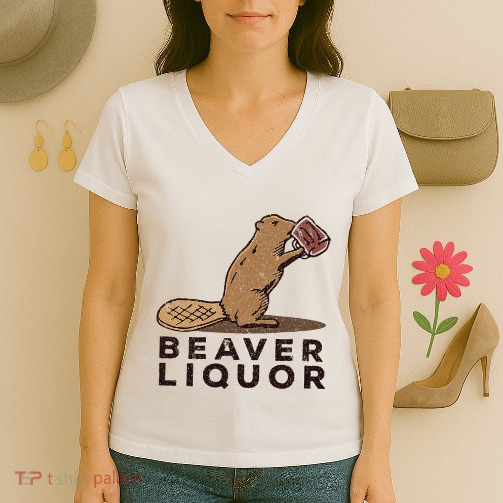 Beaver Liquor Drinking Women's V-Neck T-Shirt