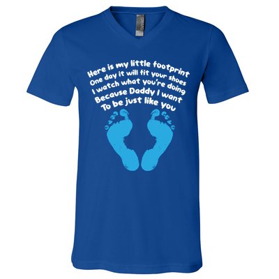 Be Like Dad Poem Footprint I Love Daddy Fathers Day Gift V-Neck T-Shirt