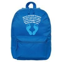 Be Like Dad Poem Footprint I Love Daddy Fathers Day Gift 16 in Basic Backpack