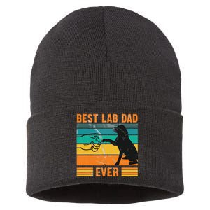 Best Lab Dad Ever Dog Lover Fathers Day Gift Sustainable Knit Beanie