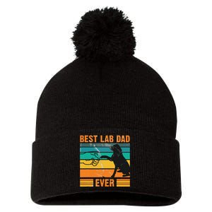 Best Lab Dad Ever Dog Lover Fathers Day Gift Pom Pom 12in Knit Beanie