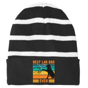 Best Lab Dad Ever Dog Lover Fathers Day Gift Striped Beanie with Solid Band