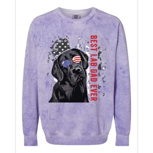 Best Lab Dad Ever Labrador Dog American Flag Fathers Day Colorblast Crewneck Sweatshirt