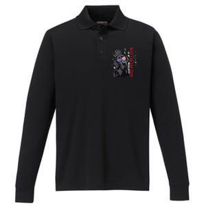 Best Lab Dad Ever Labrador Dog American Flag Fathers Day Performance Long Sleeve Polo