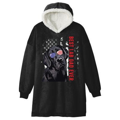 Best Lab Dad Ever Labrador Dog American Flag Fathers Day Hooded Wearable Blanket