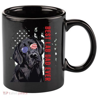 Best Lab Dad Ever Labrador Dog American Flag Fathers Day 11oz C Handle Ceramic Mug