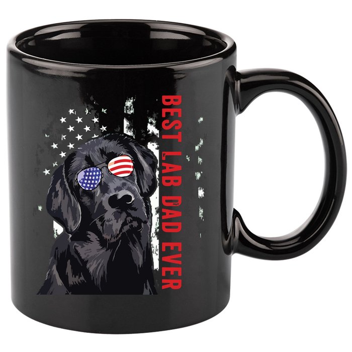 Best Lab Dad Ever Labrador Dog American Flag Fathers Day 11oz C Handle Ceramic Mug