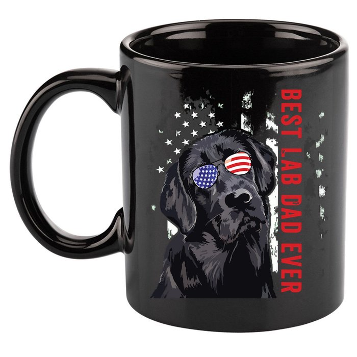 Best Lab Dad Ever Labrador Dog American Flag Fathers Day 11oz C Handle Ceramic Mug