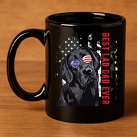 Best Lab Dad Ever Labrador Dog American Flag Fathers Day 11oz C Handle Ceramic Mug