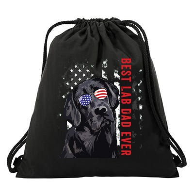 Best Lab Dad Ever Labrador Dog American Flag Fathers Day Drawstring Bag